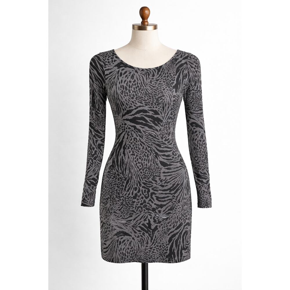 Alice + Olivia  Zebra Print Dress Long Sleeve Gray